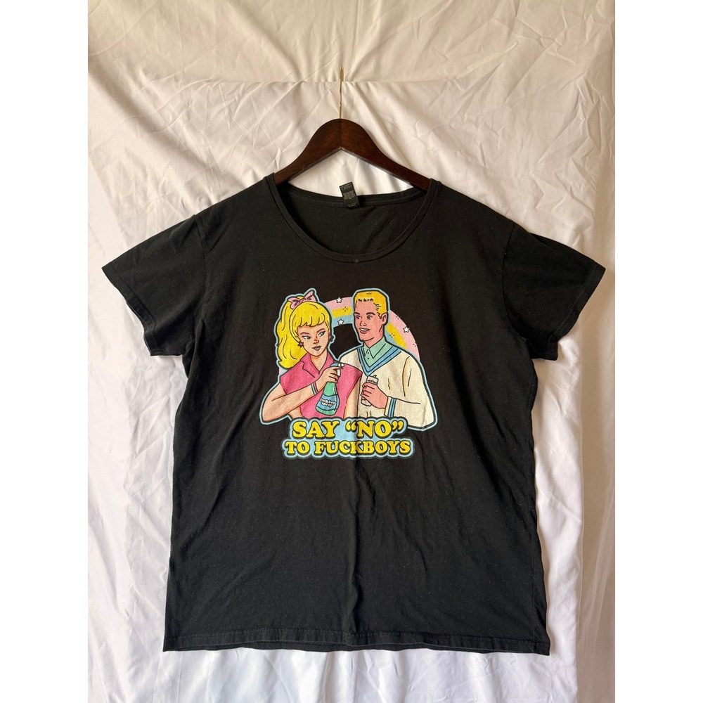 Anvil Say No To Fuckboys Graphic T-Shirt Black XL Retro Pop Art Tee